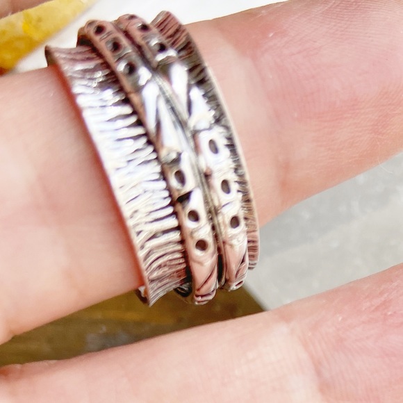 WHITE OPAL STERLING SILVER SPINNER BOHO RI… - Picture 4 of 10